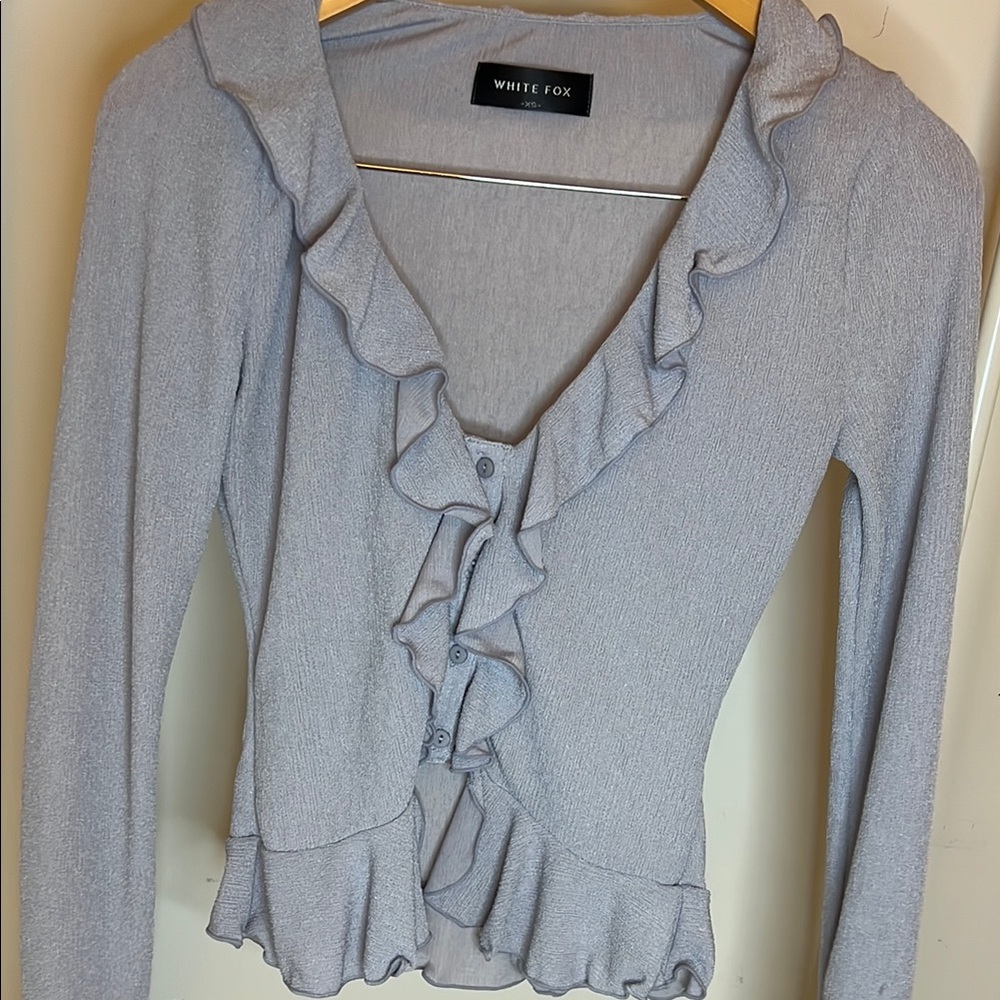 Women's Ruffled Gray Top